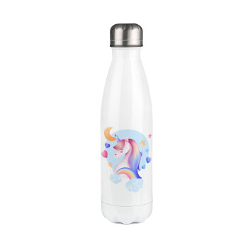 Cute unicorn, Metal mug thermos White (Stainless steel), double wall, 500ml