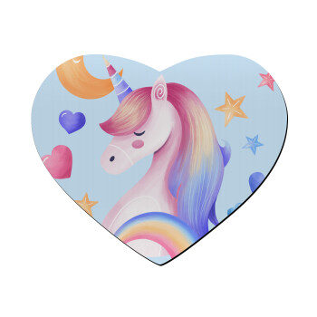 Cute unicorn, Mousepad heart 23x20cm