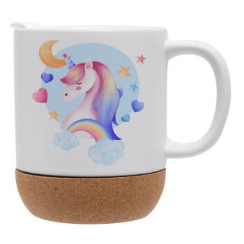 Cute unicorn, Ceramic coffee mug Cork (MAT), 330ml (1pcs)