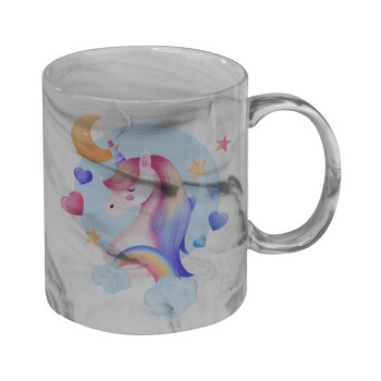 Cute unicorn, Mug ceramic marble style, 330ml
