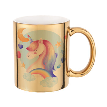 Cute unicorn, Mug ceramic, gold mirror, 330ml