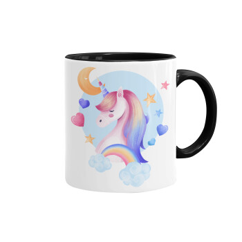 Cute unicorn, Mug colored black, ceramic, 330ml