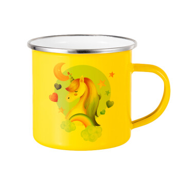 Cute unicorn, Yellow Enamel Metallic Cup 360ml