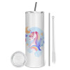 Eco friendly stainless steel tumbler 600ml, with metal straw & cleaning brush