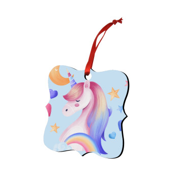 Cute unicorn, Christmas ornament polygon wooden 7.5cm