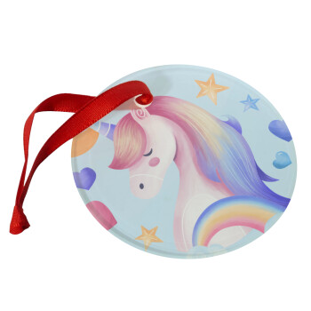 Cute unicorn, Christmas ornament glass 9cm