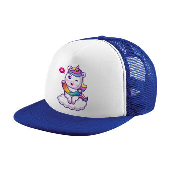 Heart unicorn, Καπέλο Ενηλίκων Soft Trucker με Δίχτυ Blue/White (POLYESTER, ΕΝΗΛΙΚΩΝ, UNISEX, ONE SIZE)