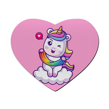 Heart unicorn, Mousepad heart 23x20cm