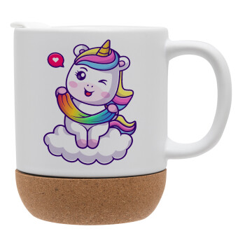 Heart unicorn, Ceramic coffee mug Cork (MAT), 330ml (1pcs)