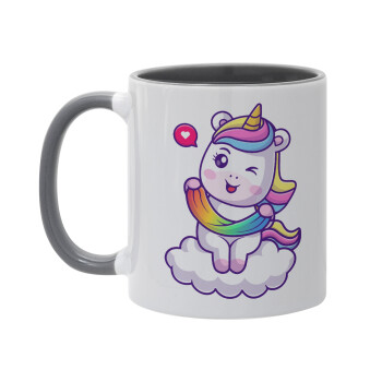 Heart unicorn, Mug colored grey, ceramic, 330ml