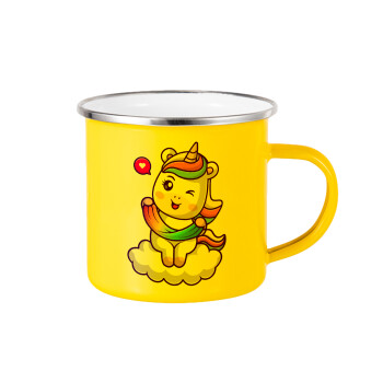 Heart unicorn, Yellow Enamel Metallic Cup 360ml