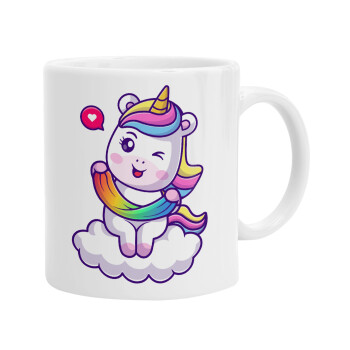 Heart unicorn, Ceramic coffee mug, 330ml (1pcs)