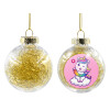 Transparent Christmas tree ball ornament with gold filling 8cm