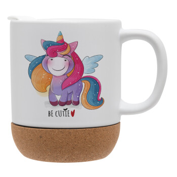 Pink unicorn, Ceramic coffee mug Cork (MAT), 330ml (1pcs)