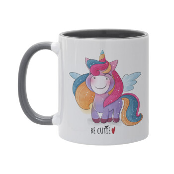 Pink unicorn, Mug colored grey, ceramic, 330ml