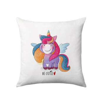 Pink unicorn, Sofa cushion 40x40cm includes filling