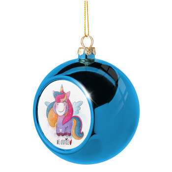 Pink unicorn, Blue Christmas tree ball ornament 8cm