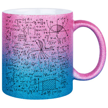 I LOVE MATHS, Κούπα Χρυσή/Μπλε Glitter, κεραμική, 330ml