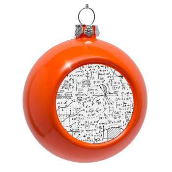 I LOVE MATHS, Orange Christmas tree ornament bauble 8cm