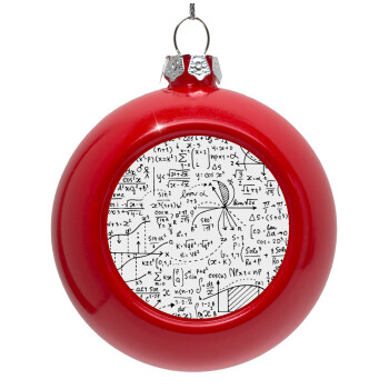 I LOVE MATHS, Red Christmas tree ornament bauble 8cm