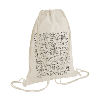 I LOVE MATHS (μαθηματικά), Τσάντα πλάτης πουγκί GYMBAG natural (28x40cm)