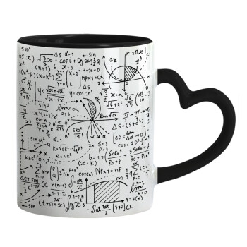 I LOVE MATHS, Mug heart black handle, ceramic, 330ml