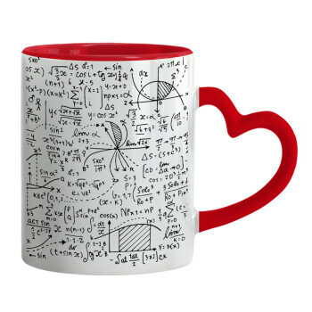 I LOVE MATHS, Mug heart red handle, ceramic, 330ml