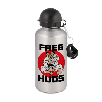 JUDO free hugs, Metallic water jug, Silver, aluminum 500ml