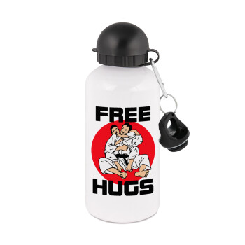 JUDO free hugs, Metal water bottle, White, aluminum 500ml