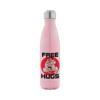 JUDO free hugs, Metal mug thermos Pink Iridiscent (Stainless steel), double wall, 500ml