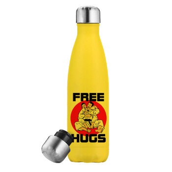 JUDO free hugs, Yellow Stainless Steel Metallic Thermos, double-walled, 500ml