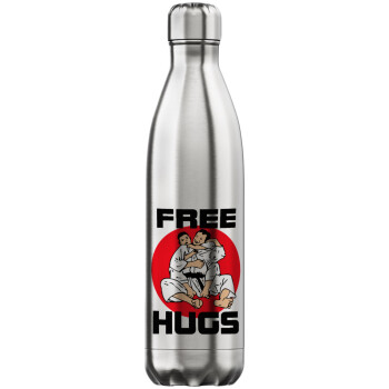 JUDO free hugs, Μεταλλικό παγούρι θερμός Inox (Stainless steel), διπλού τοιχώματος, 750ml