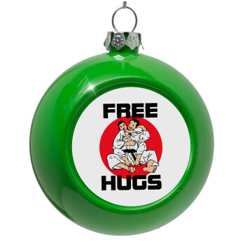 JUDO free hugs, Green Christmas tree ornament bauble 8cm