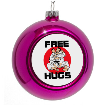 JUDO free hugs, Purple Christmas tree ornament bauble 8cm