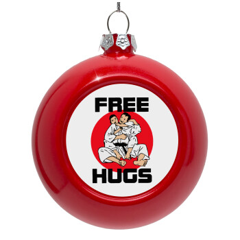 JUDO free hugs, Red Christmas tree ornament bauble 8cm