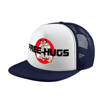 JUDO free hugs, Καπέλο παιδικό Soft Trucker με Δίχτυ ΜΠΛΕ ΣΚΟΥΡΟ/ΛΕΥΚΟ (POLYESTER, ΠΑΙΔΙΚΟ, ONE SIZE)