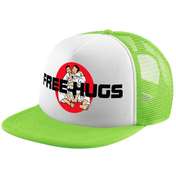 JUDO free hugs, Καπέλο παιδικό Soft Trucker με Δίχτυ ΠΡΑΣΙΝΟ/ΛΕΥΚΟ (POLYESTER, ΠΑΙΔΙΚΟ, ONE SIZE)