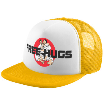 JUDO free hugs, Καπέλο Ενηλίκων Soft Trucker με Δίχτυ Κίτρινο/White (POLYESTER, ΕΝΗΛΙΚΩΝ, UNISEX, ONE SIZE)