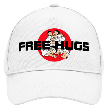 JUDO free hugs, Καπέλο Ενηλίκων Baseball, Drill, Λευκό (100% ΒΑΜΒΑΚΕΡΟ, ΕΝΗΛΙΚΩΝ, UNISEX, ONE SIZE)