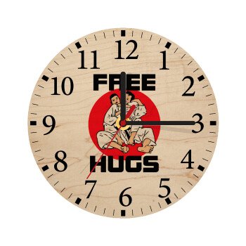 JUDO free hugs, Ρολόι τοίχου ξύλινο plywood (20cm)