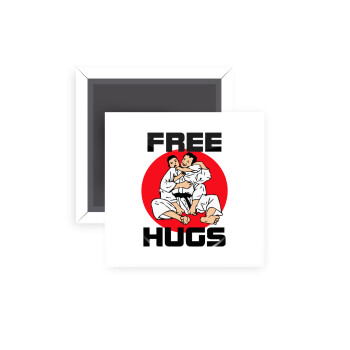 JUDO free hugs, Μαγνητάκι ψυγείου τετράγωνο διάστασης 5x5cm