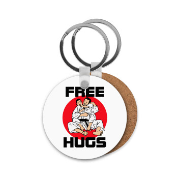 JUDO free hugs, Μπρελόκ Ξύλινο στρογγυλό MDF Φ5cm