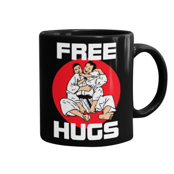 JUDO free hugs, Κούπα Μαύρη, κεραμική, 330ml