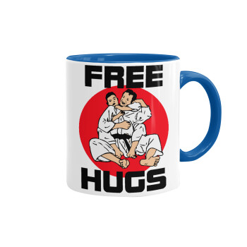 JUDO free hugs, Κούπα χρωματιστή μπλε, κεραμική, 330ml