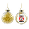 Transparent Christmas tree ball ornament with gold filling 8cm