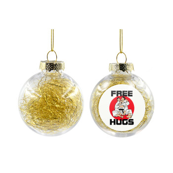 JUDO free hugs, Χριστουγεννιάτικη μπάλα δένδρου διάφανη με χρυσό γέμισμα 8cm