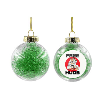 JUDO free hugs, Transparent Christmas tree ball ornament with green filling 8cm