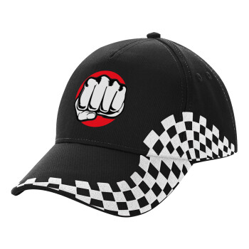 Punch, Adult Ultimate BLACK RACING Cap, (100% COTTON DRILL, ADULT, UNISEX, ONE SIZE)