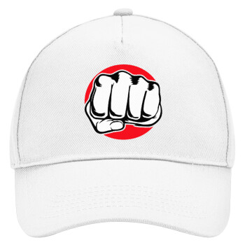 Γροθιά (punch), Καπέλο Ενηλίκων Baseball, Drill, Λευκό (100% ΒΑΜΒΑΚΕΡΟ, ΕΝΗΛΙΚΩΝ, UNISEX, ONE SIZE)