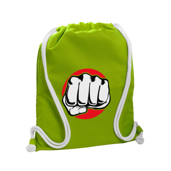 Punch, Τσάντα πλάτης πουγκί GYMBAG LIME GREEN, με τσέπη (40x48cm) & χονδρά κορδόνια